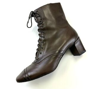 Rockport brown leather Edwardian boots Womens Size 9.5 Victorian British Punk